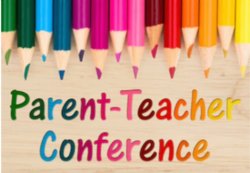 Graphic with words parent teacher conferences